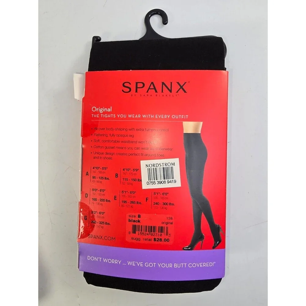 B Spanx Tight-End Tights Original Black Opaque Shaping Pantyhose New